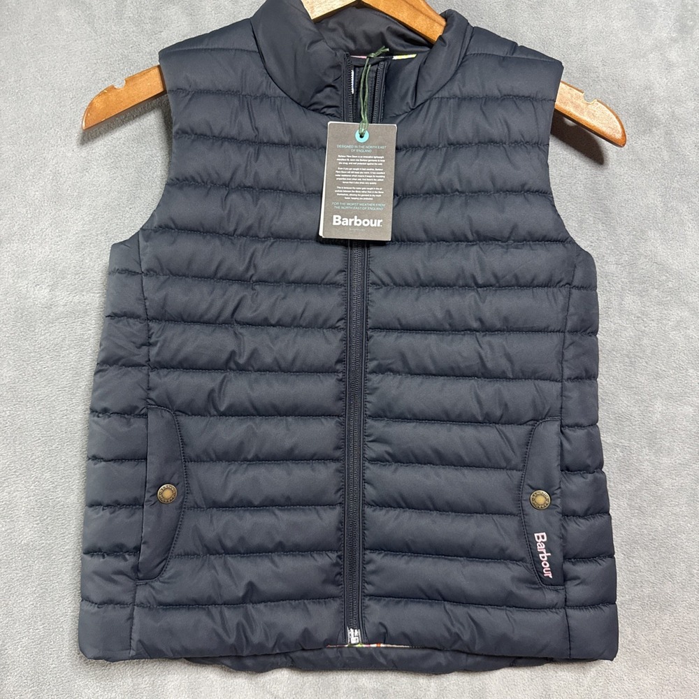Barbour FIBERDOWN Gilet Vest Girls 10/11 Large Navy Blue Coastal Collection New